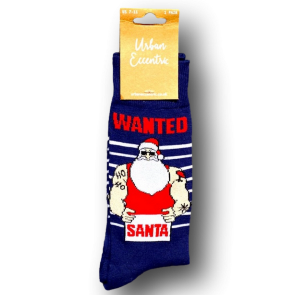 3/$18 Bad Santa Christmas Holiday Funny Novelty Crew Socks - NWT